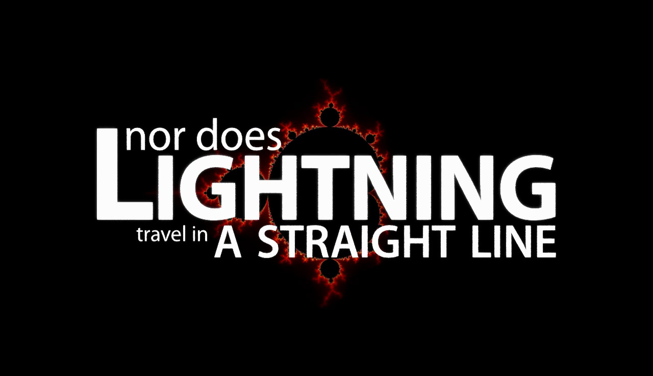 Title frame for the short film Nor Does Lightning
